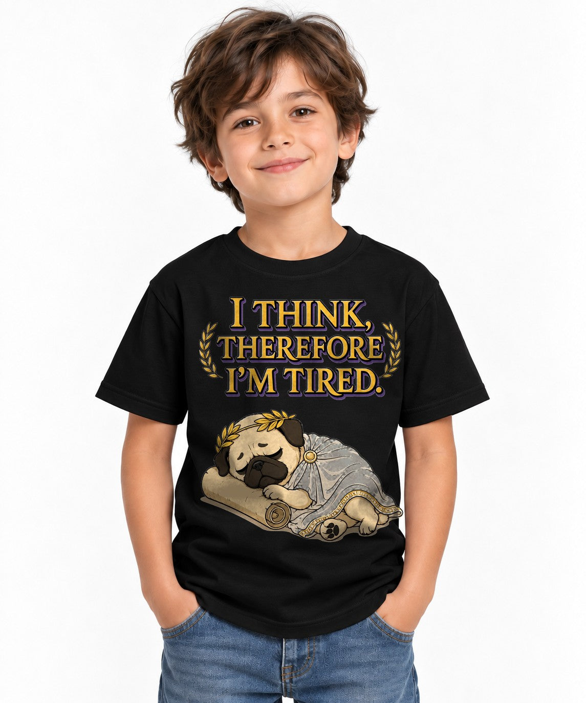 Thinking Tired Philosopher Pug - Black