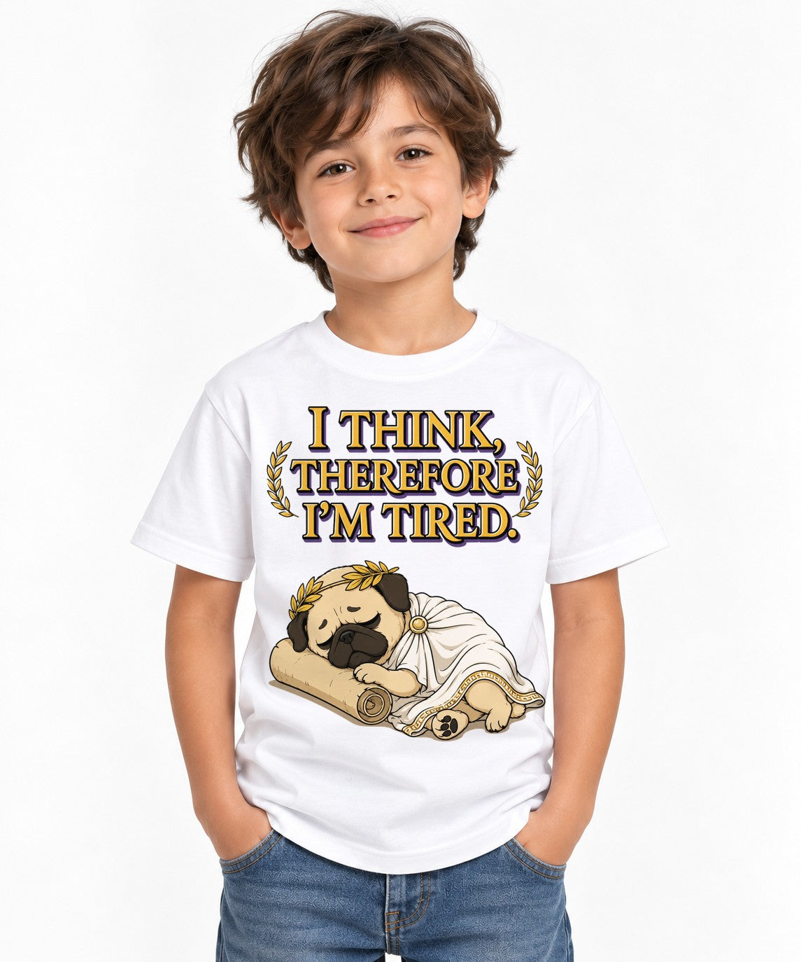 Thinking Tired Philosopher Pug - White