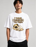 Thinking Tired Philosopher Pug Shirt - Funny Dog Meme Tee - White