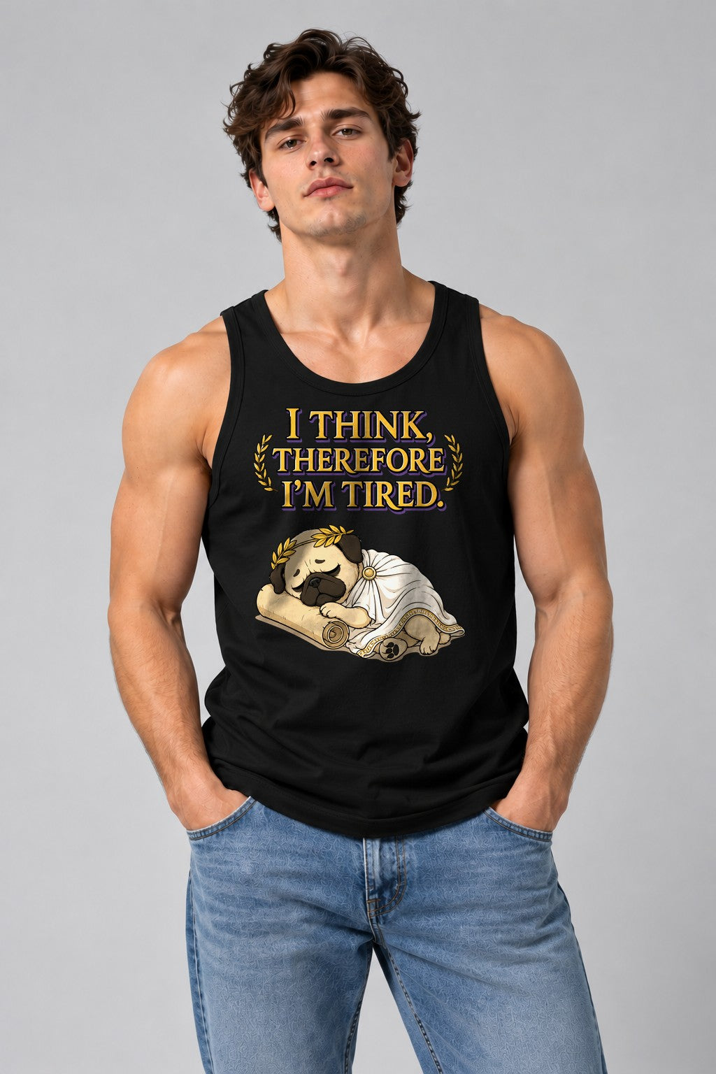 Thinking Tired Philosopher Pug - Black
