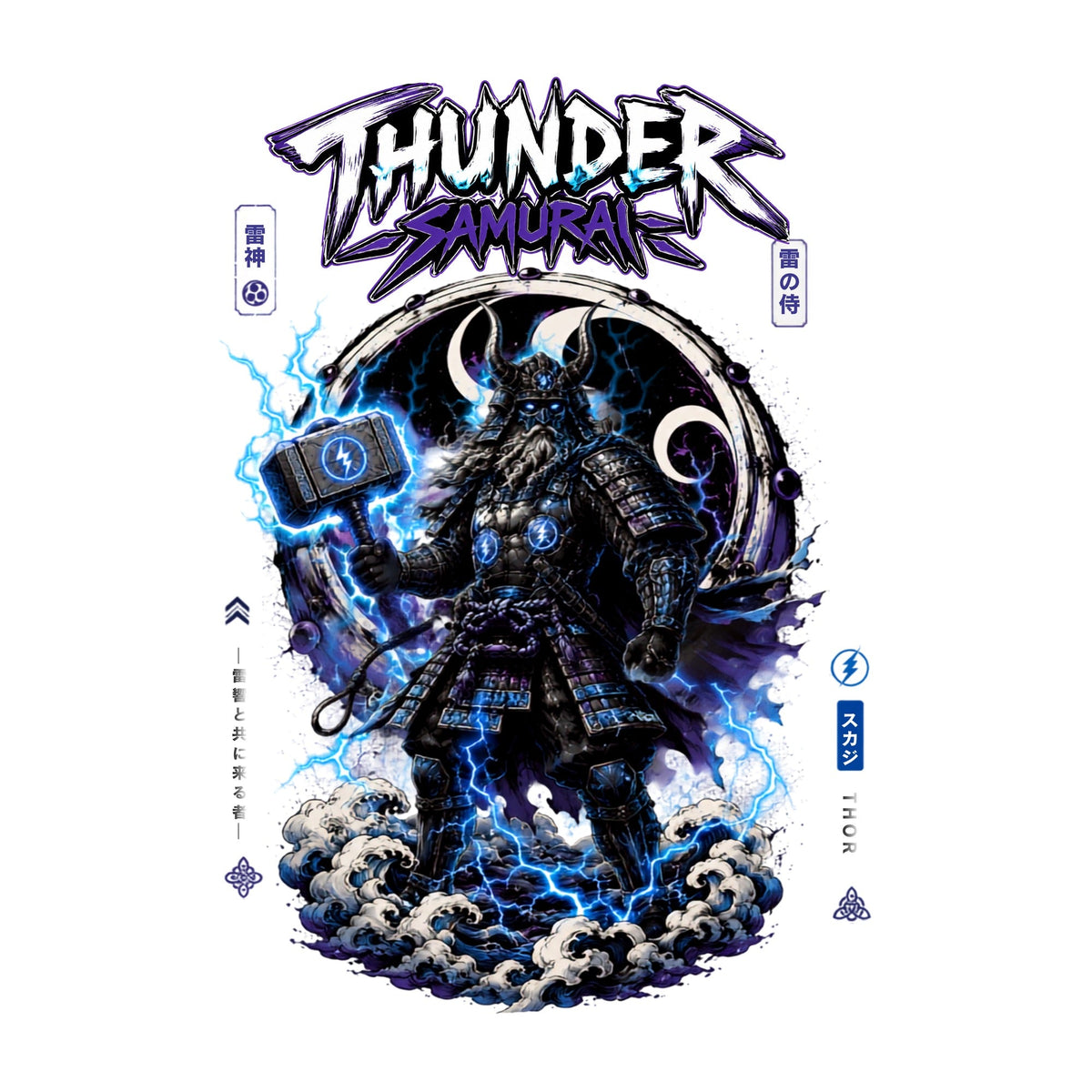 Thunder Samurai Thor Raijin Japanese Viking Mashup Armor Hammer