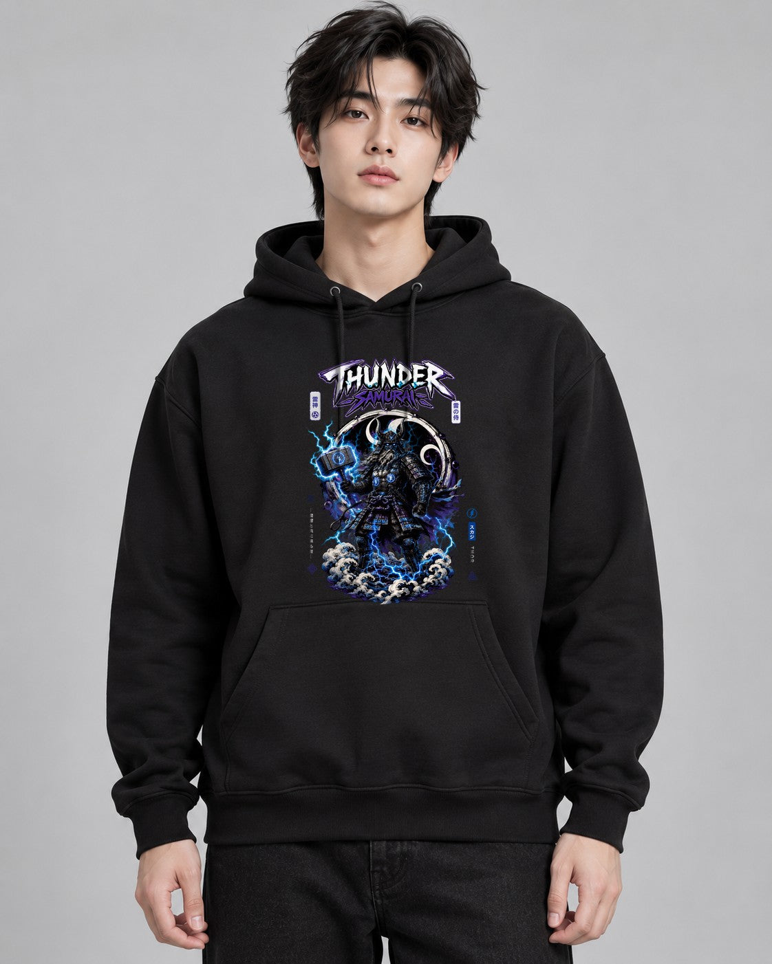 Thunder Samurai Thor Raijin Japanese - Black