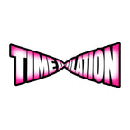Time Dilation Retro Typography Tee - Bold Pink Gradient Design