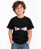 Time Dilation Retro Typography Tee - Bold Pink Gradient Design - Black