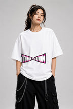 Time Dilation Retro Typography Tee - Bold Pink Gradient Design - White