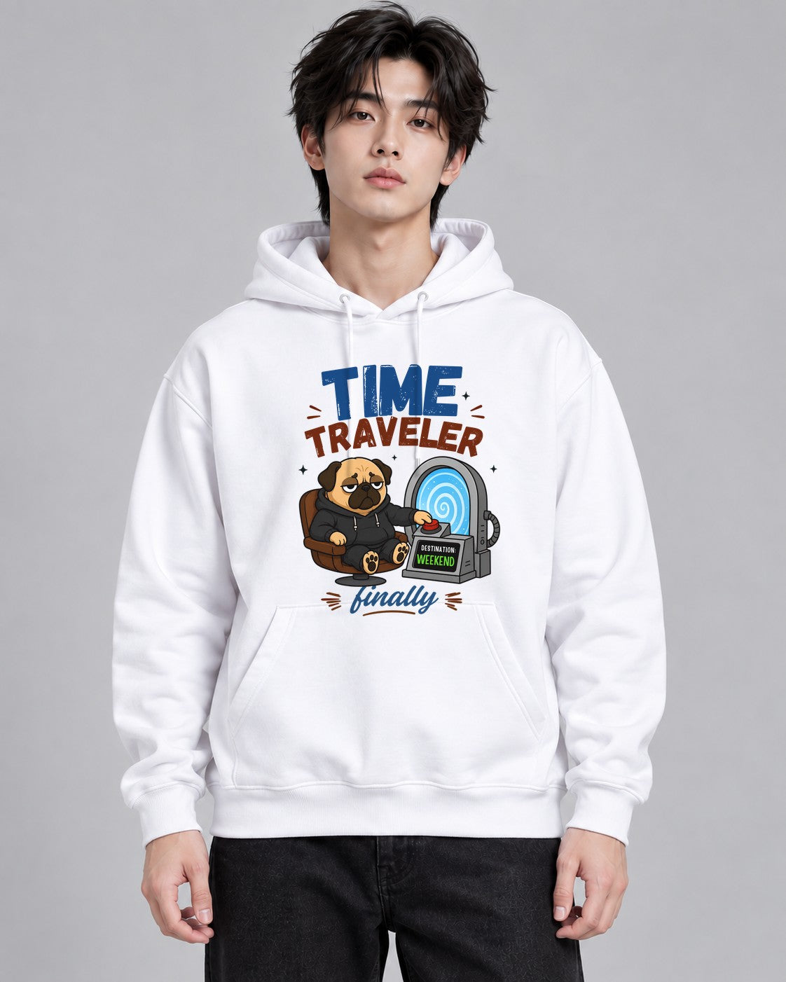 Time Traveler Destination Weekend Fu - White