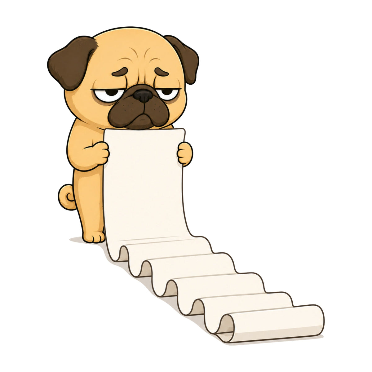 Tired Pug Long To Do List Funny Dog Receipt Humor