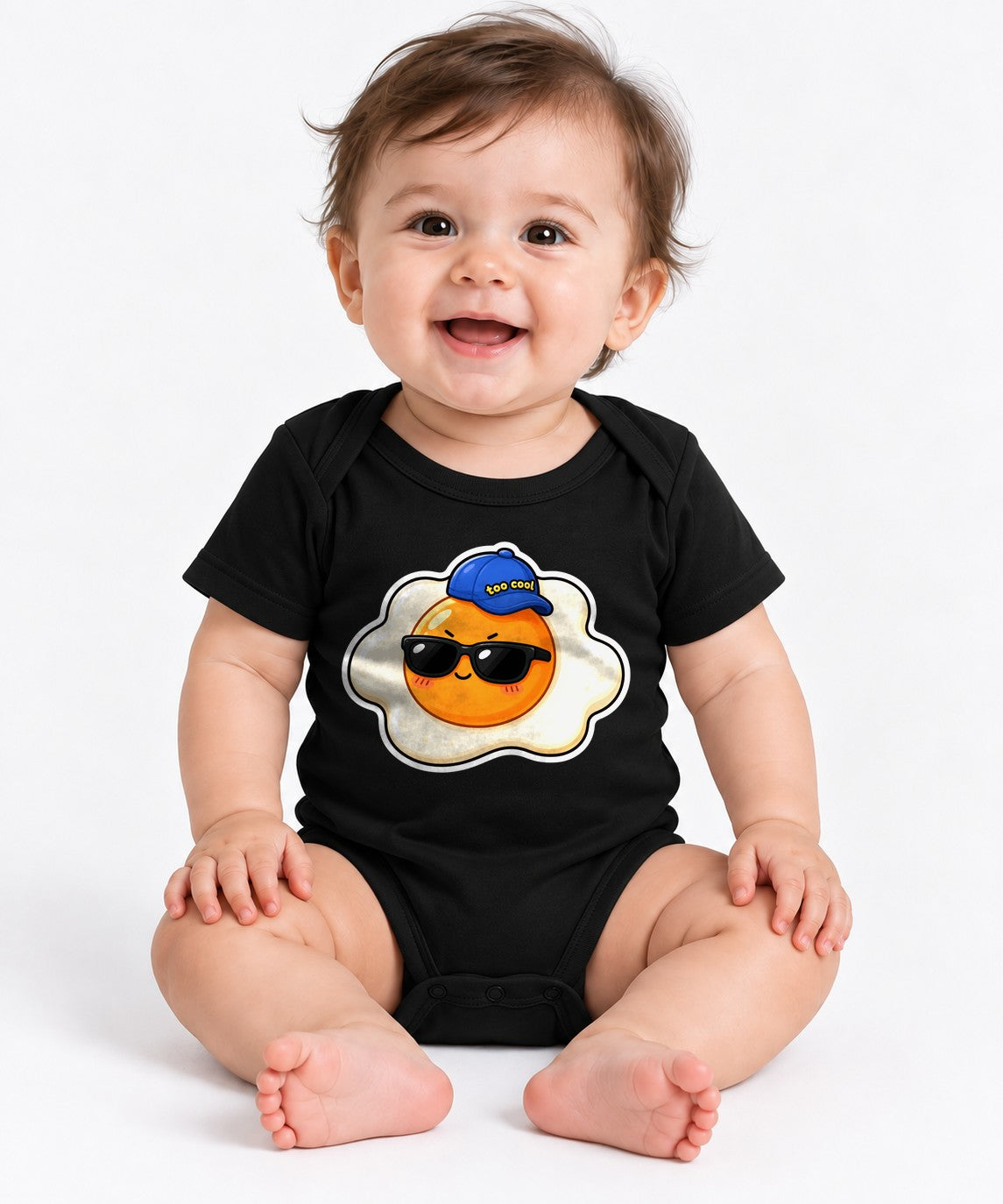 Too Cool Fried Egg Cute Funny Sunglasses Food Pun - Black