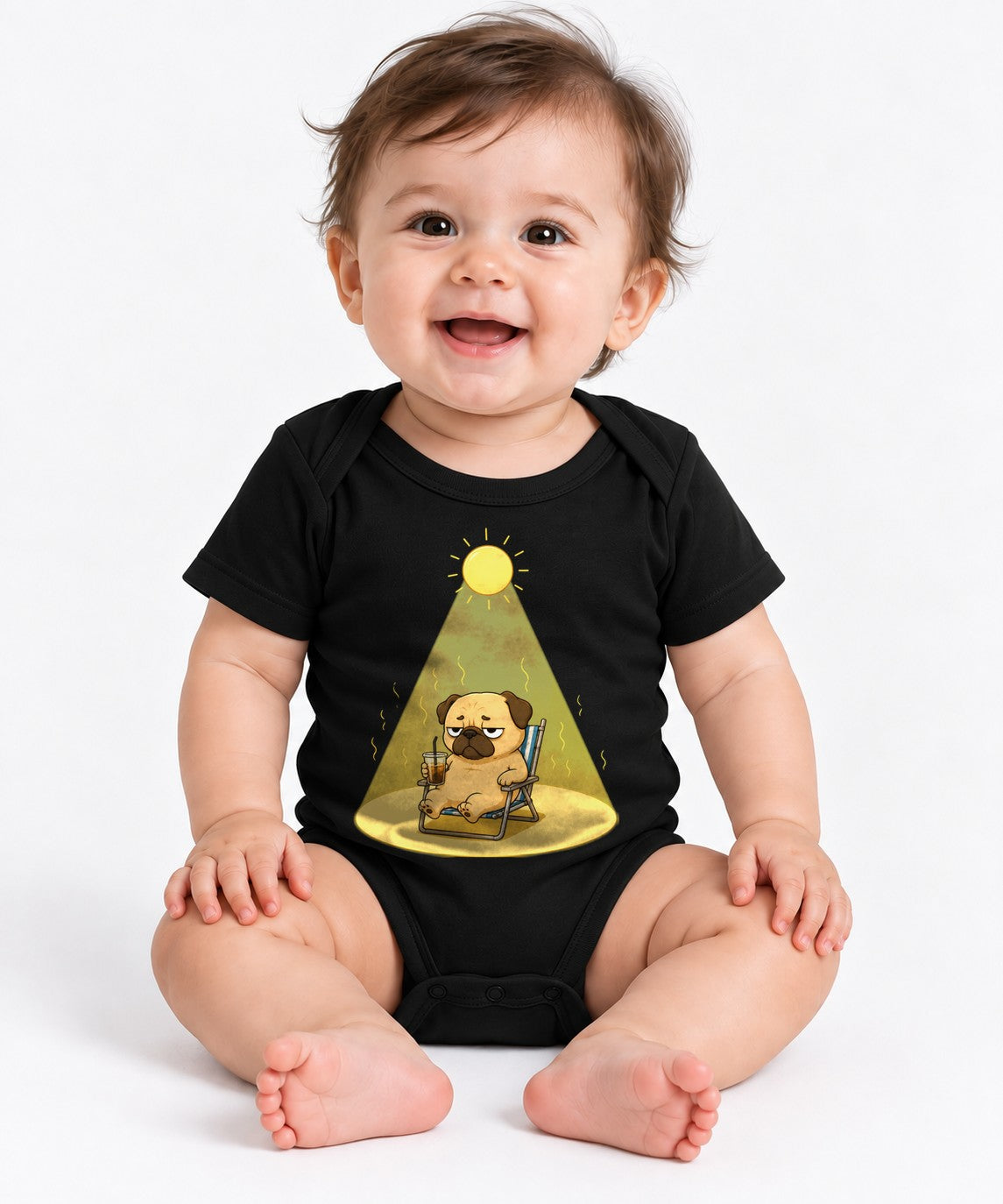 Too Hot Grumpy Pug Heatwave Summer Vacation Dog Humor - Black