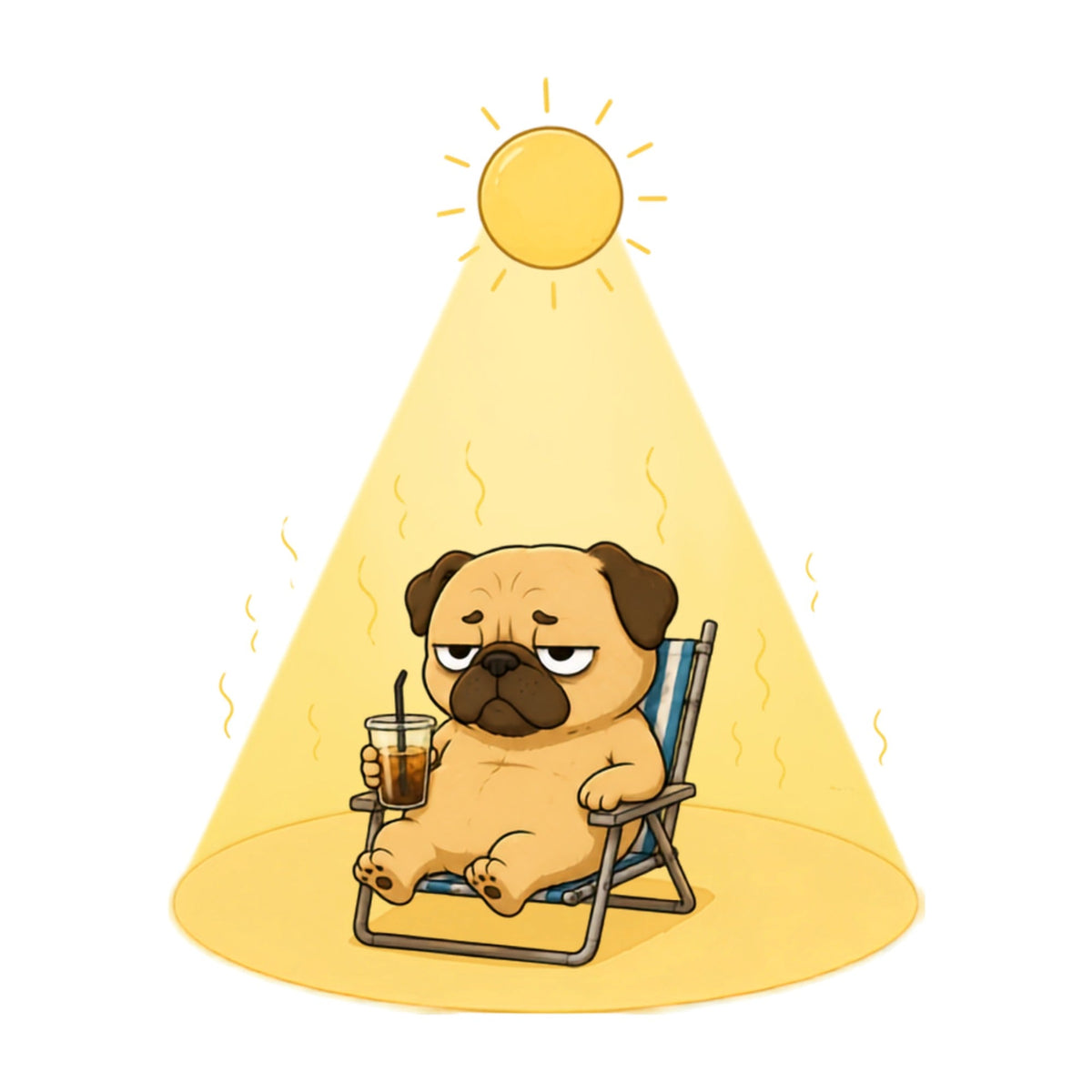 Too Hot Grumpy Pug Heatwave Summer Vacation Dog Humor