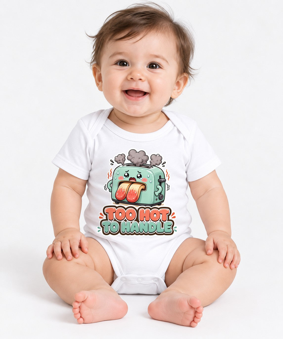 Too Hot To Handle - Cute Overheated Toaster Summer Heatwave Graphic T-Shirt - White