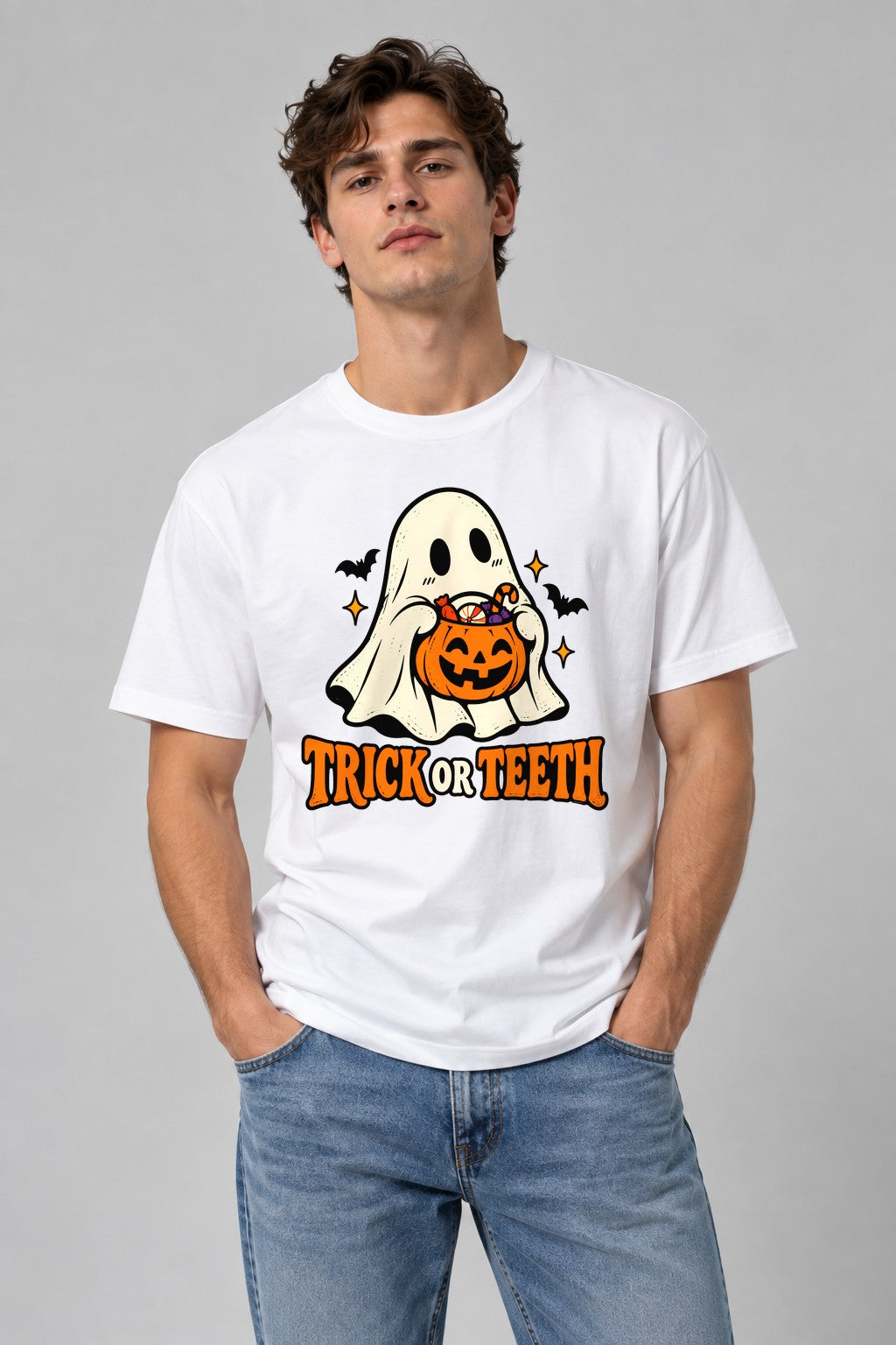 Trick Or Teeth Ghost - White