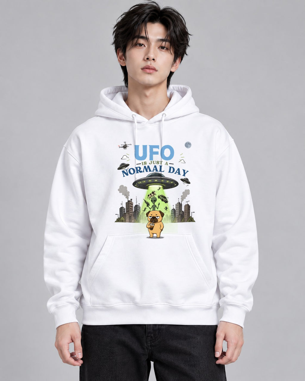 UFO Is Just A Normal Day Funny Pug A - White