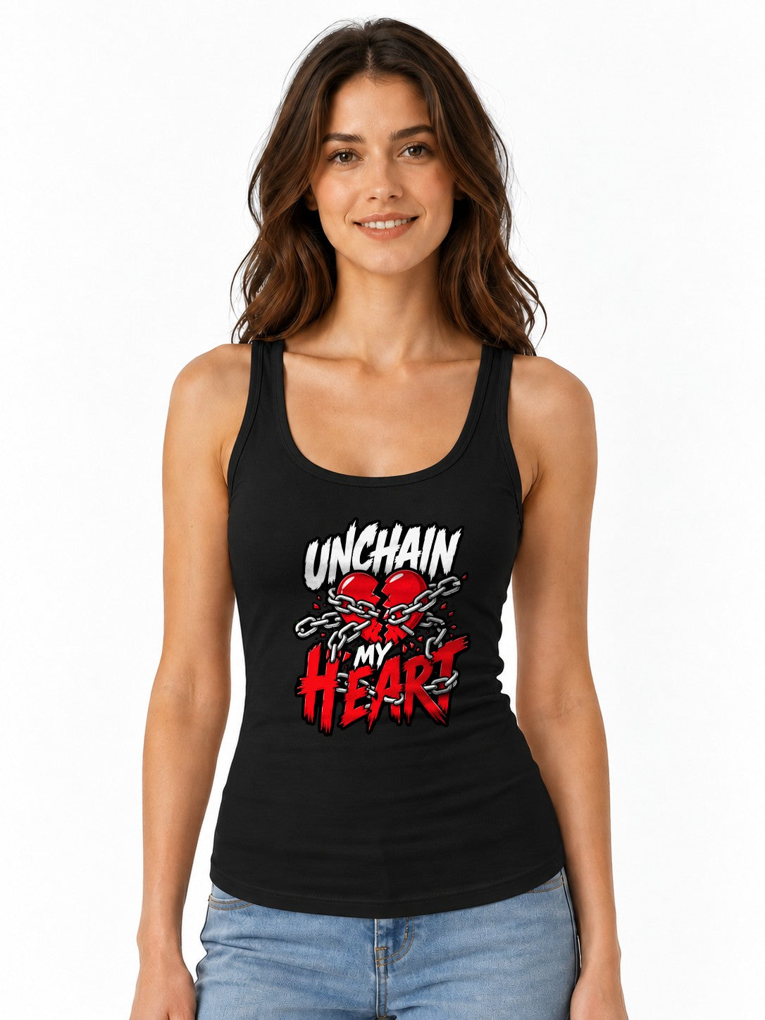 Unchain My Heart Graphic Tee - Bold Street Art Style Design - Black