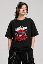 Unchain My Heart Graphic Tee - Bold Street Art Style Design - Black
