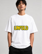 Unfold 3D Block Letters Graphic Tee - Bold Typography Design - White