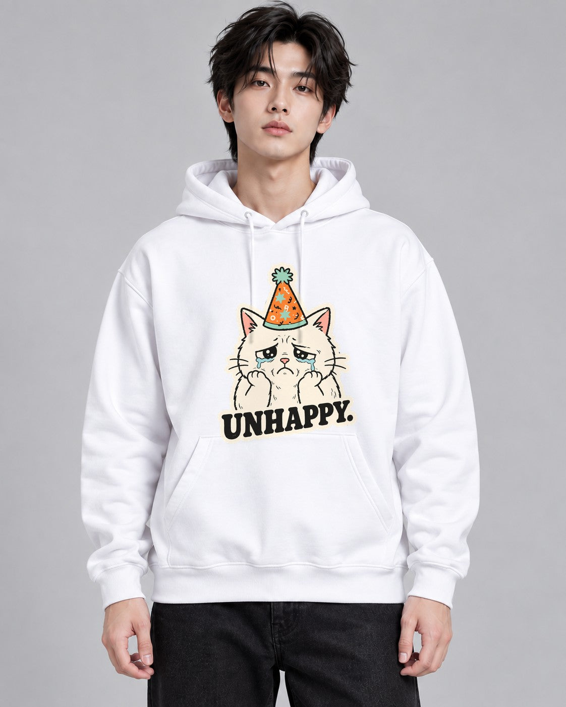 Unhappy Birthday Cat - White