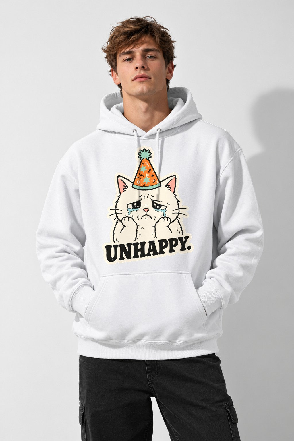 Unhappy Birthday Cat - White