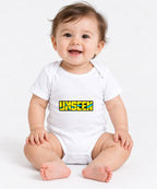 Unseen Bold Graphic Tee - Retro Yellow Streetwear Typography - White