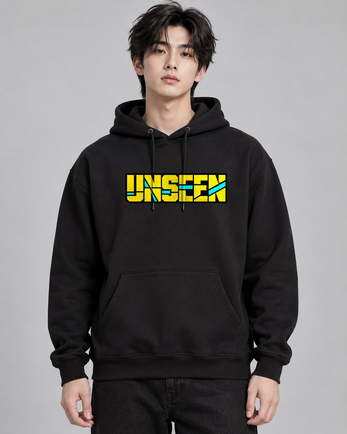 Unseen Geometric Cyberpunk Glitch St - Black
