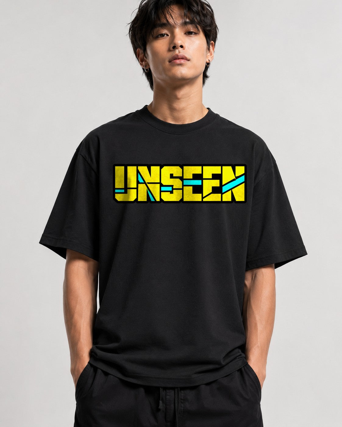 Unseen Geometric Cyberpunk Glitch St - Black