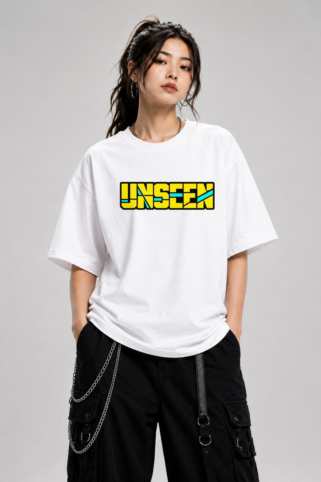 Unseen Geometric Cyberpunk Glitch St - White