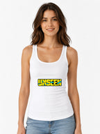 Unseen Bold Graphic Tee - Retro Yellow Streetwear Typography - White