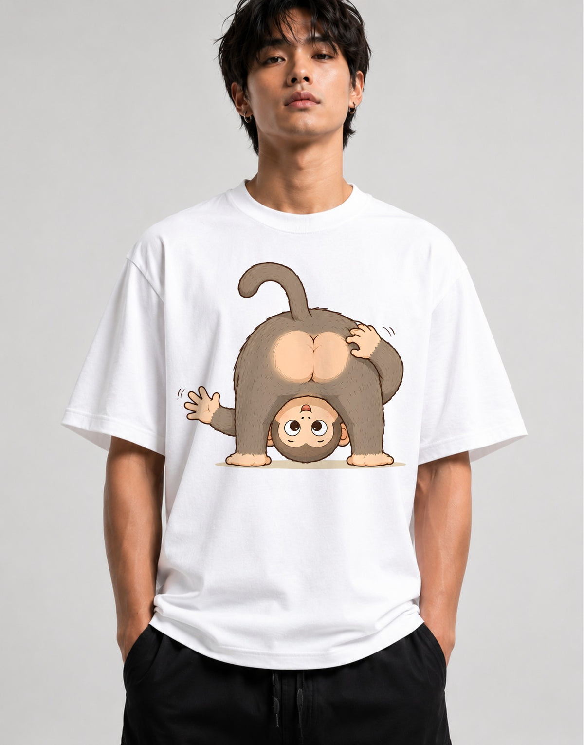 Upside Down Monkey - White