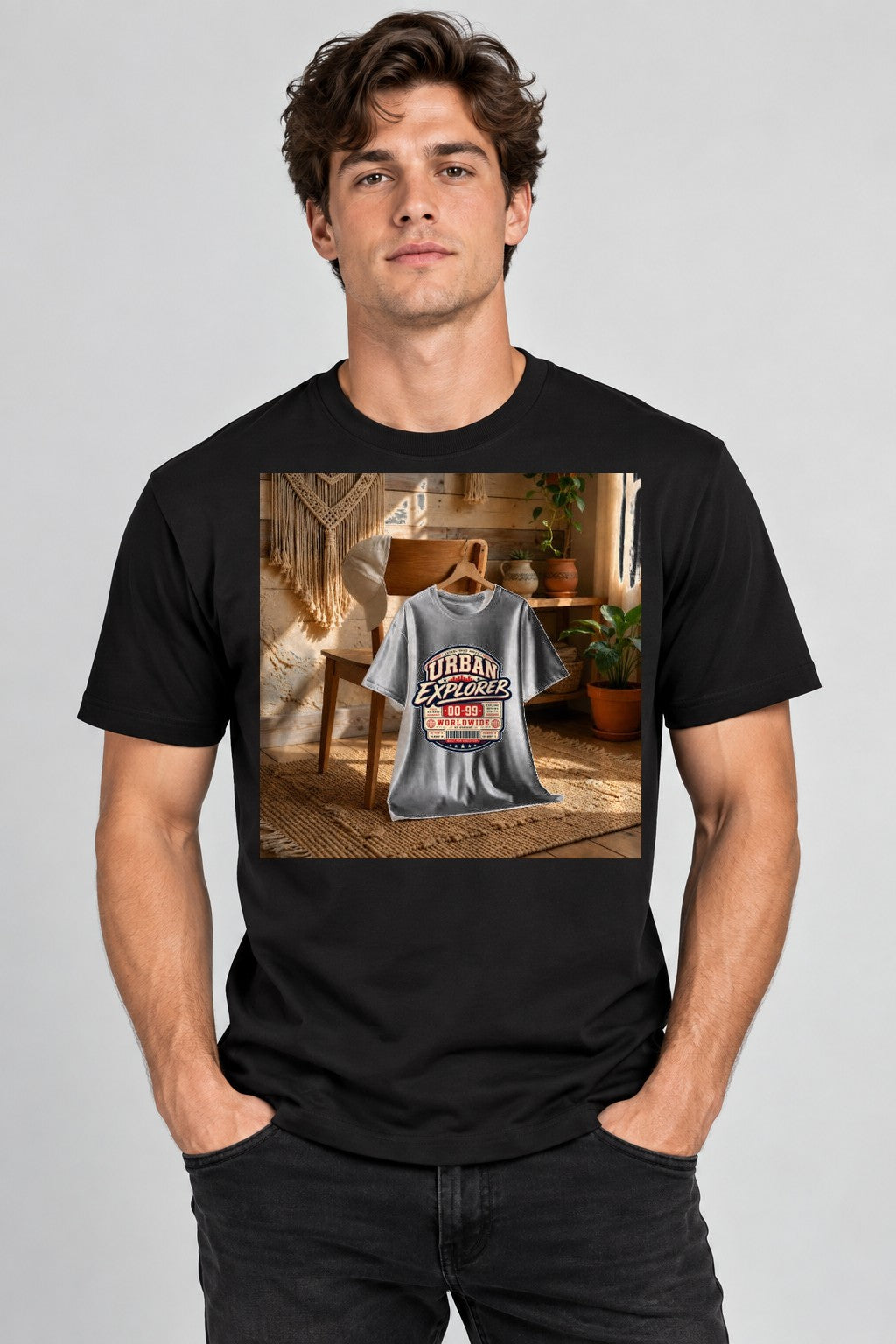 Urban Explorer Worldwide Vintage Typography Streetwear Graphic - Black