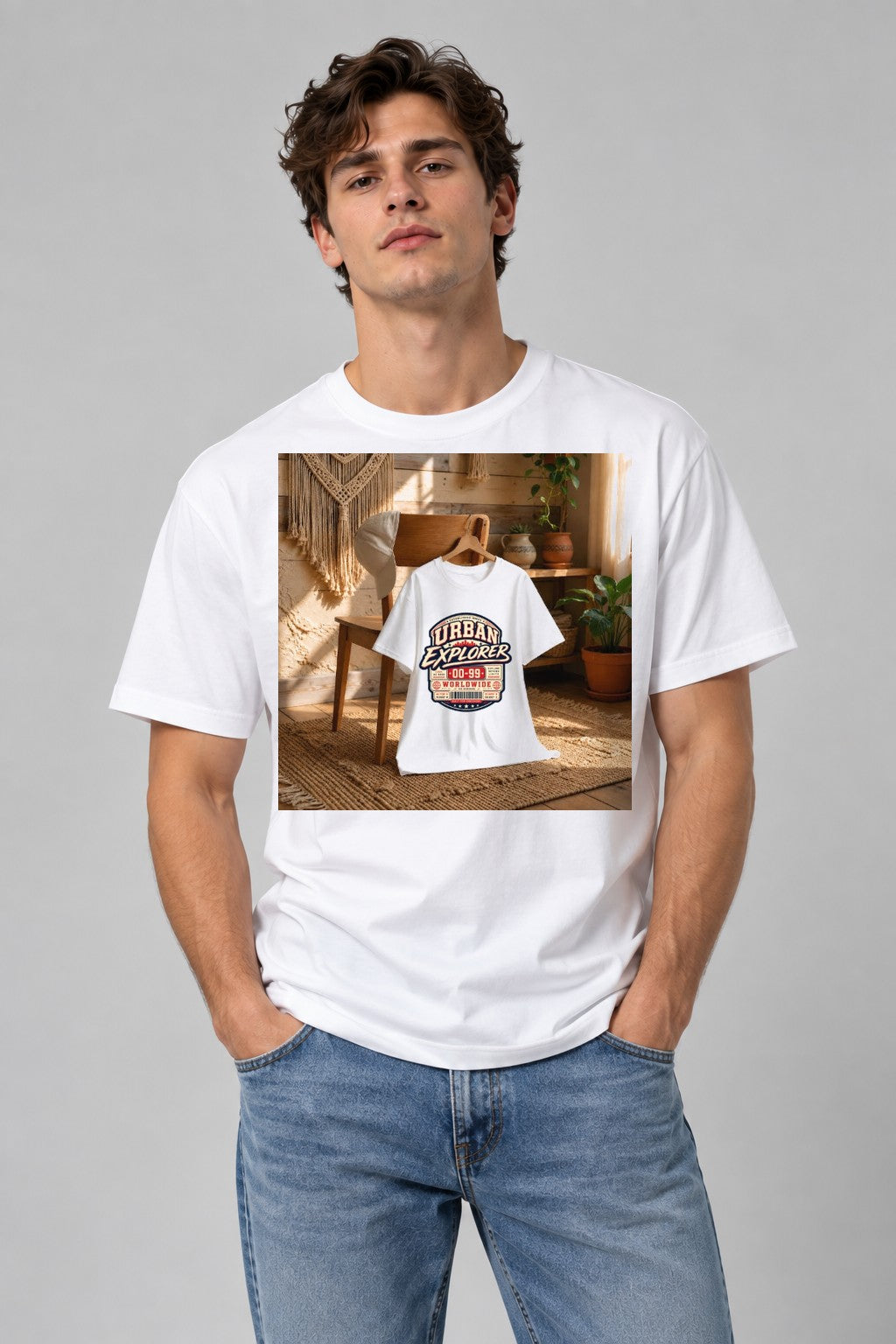 Urban Explorer Worldwide Vintage Typography Streetwear Graphic - White
