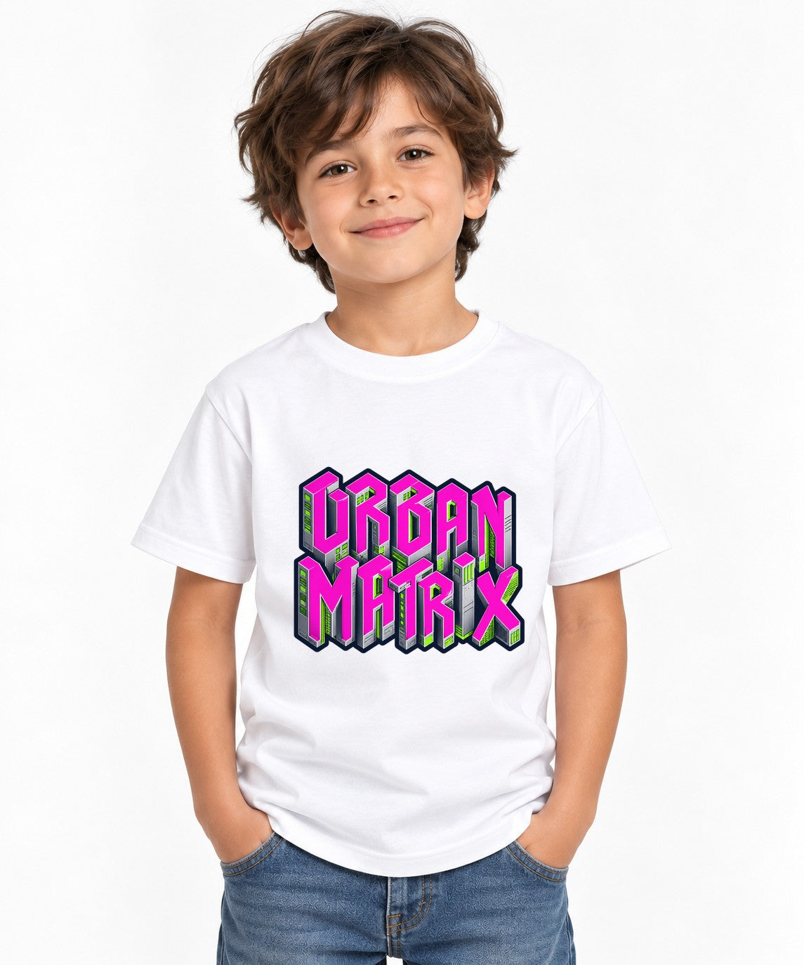Urban Matrix Isometric City Tee - Cyberpunk Vaporwave Style - White
