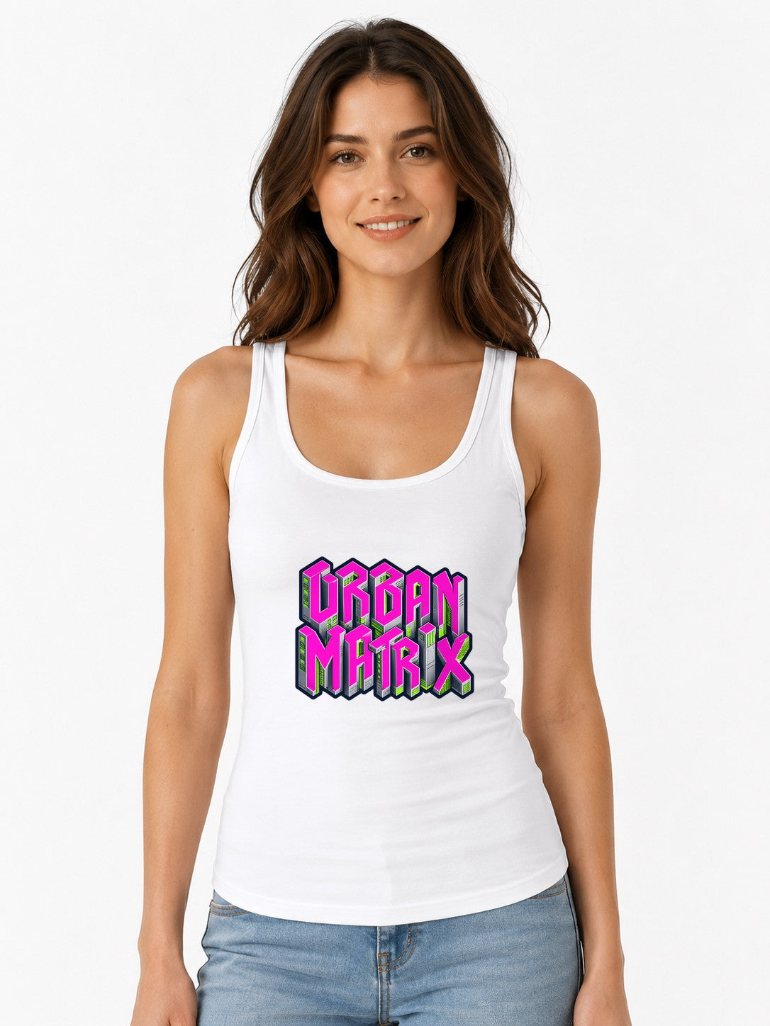 Urban Matrix Isometric City Tee - Cyberpunk Vaporwave Style - White