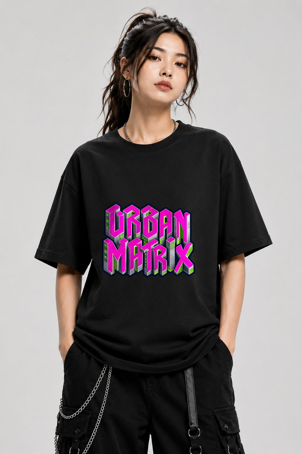 Urban Matrix Isometric City Tee - Cyberpunk Vaporwave Style - Black