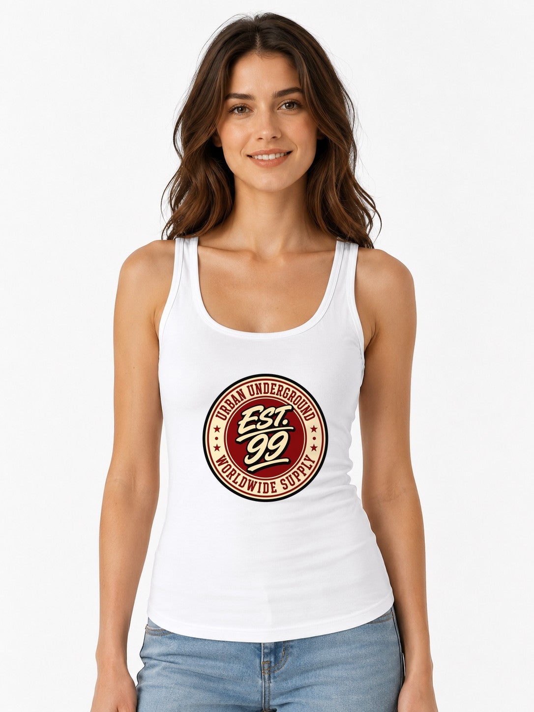 Urban Underground Badge Vintage Streetwear Graphic Tee - White