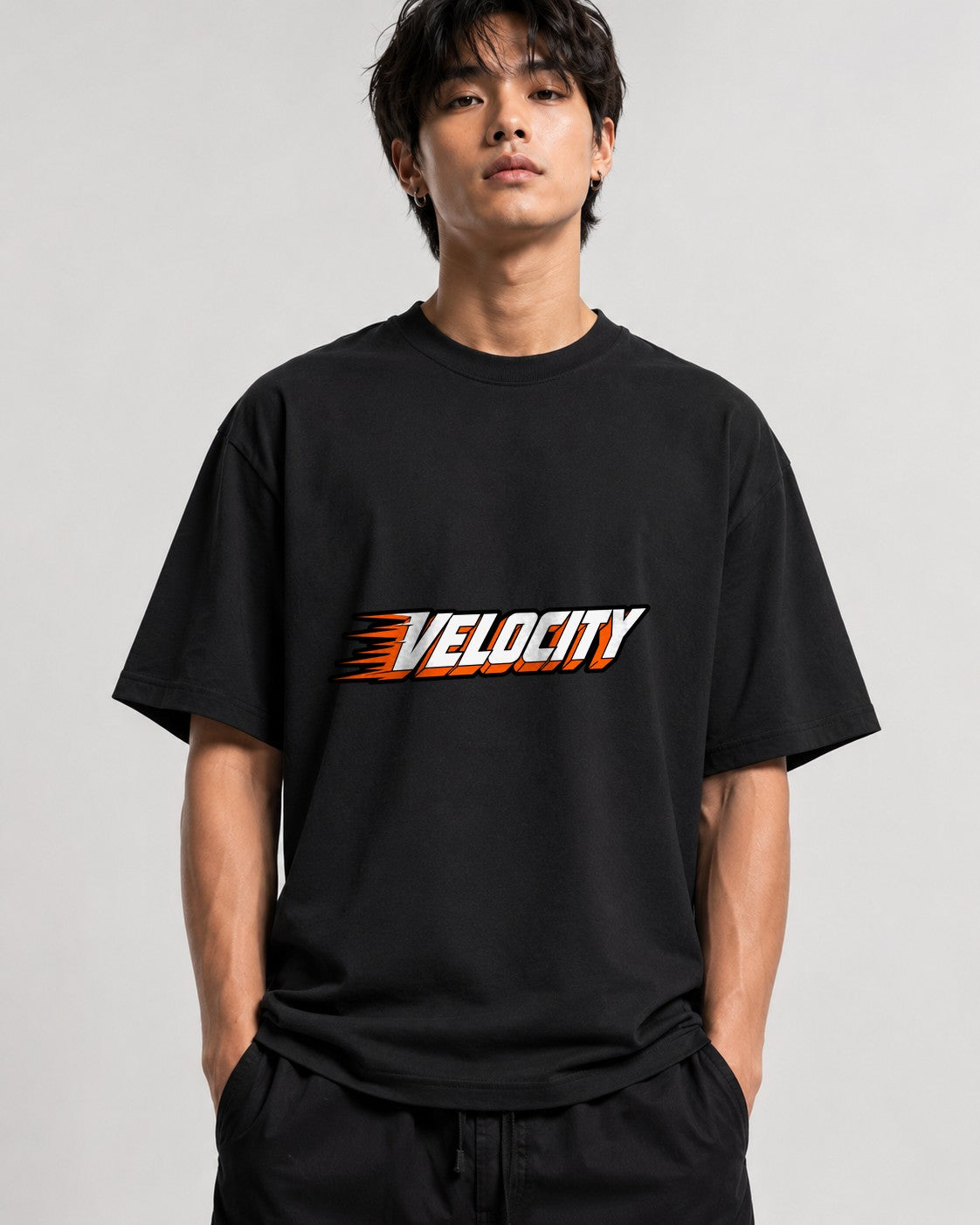 Velocity Speed Motion Graphic Tee - Racing Typography Design - Black