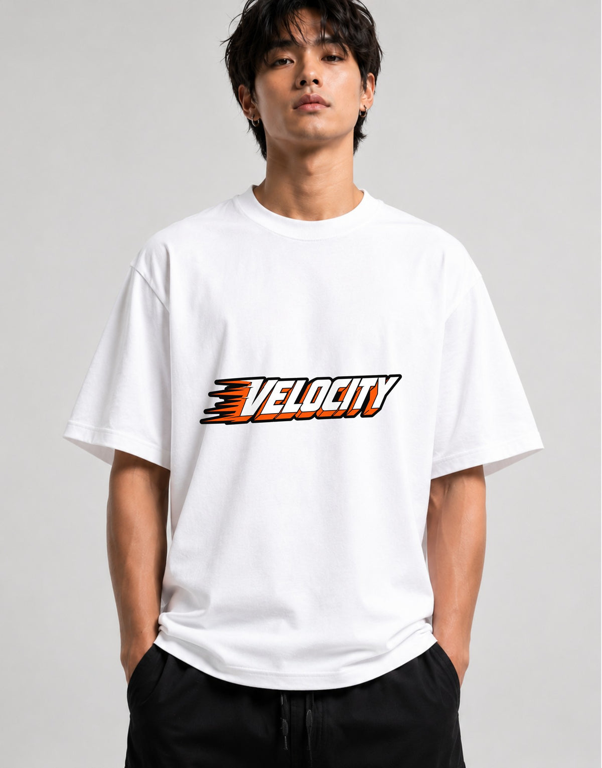 Velocity Speed Motion Graphic Tee - Racing Typography Design - White