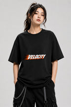 Velocity Speed Motion Graphic Tee - Racing Typography Design - Black