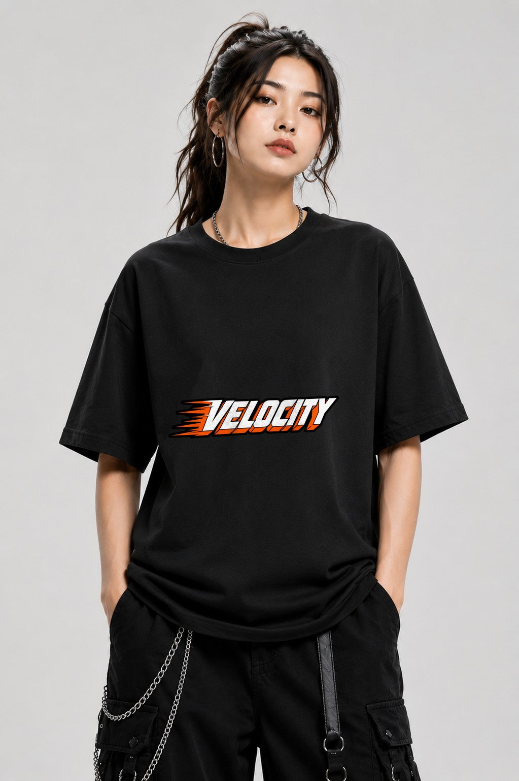 Velocity Speed Motion Graphic Tee - Racing Typography Design - Black
