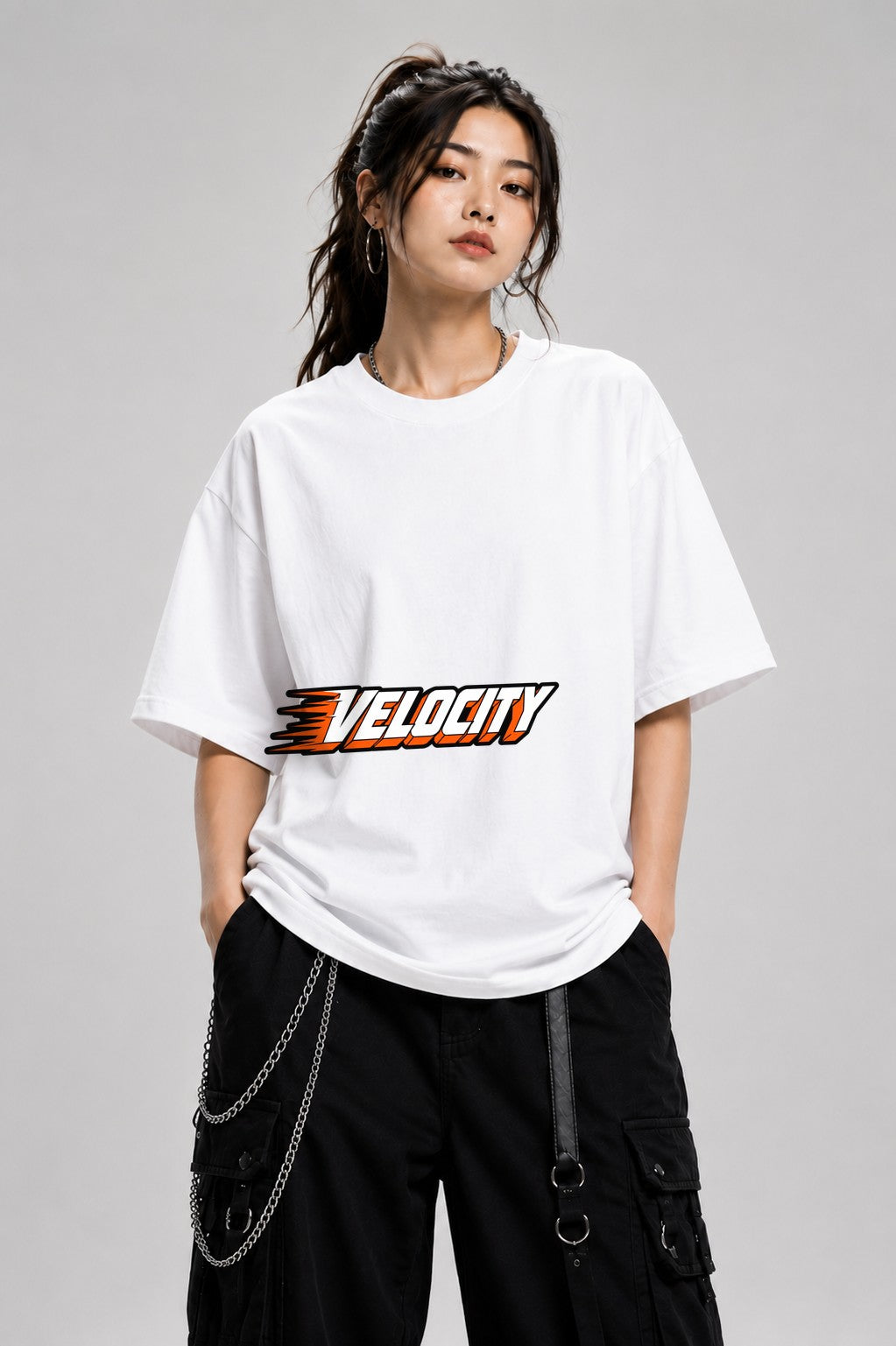 Velocity Speed Motion Graphic Tee - Racing Typography Design - White