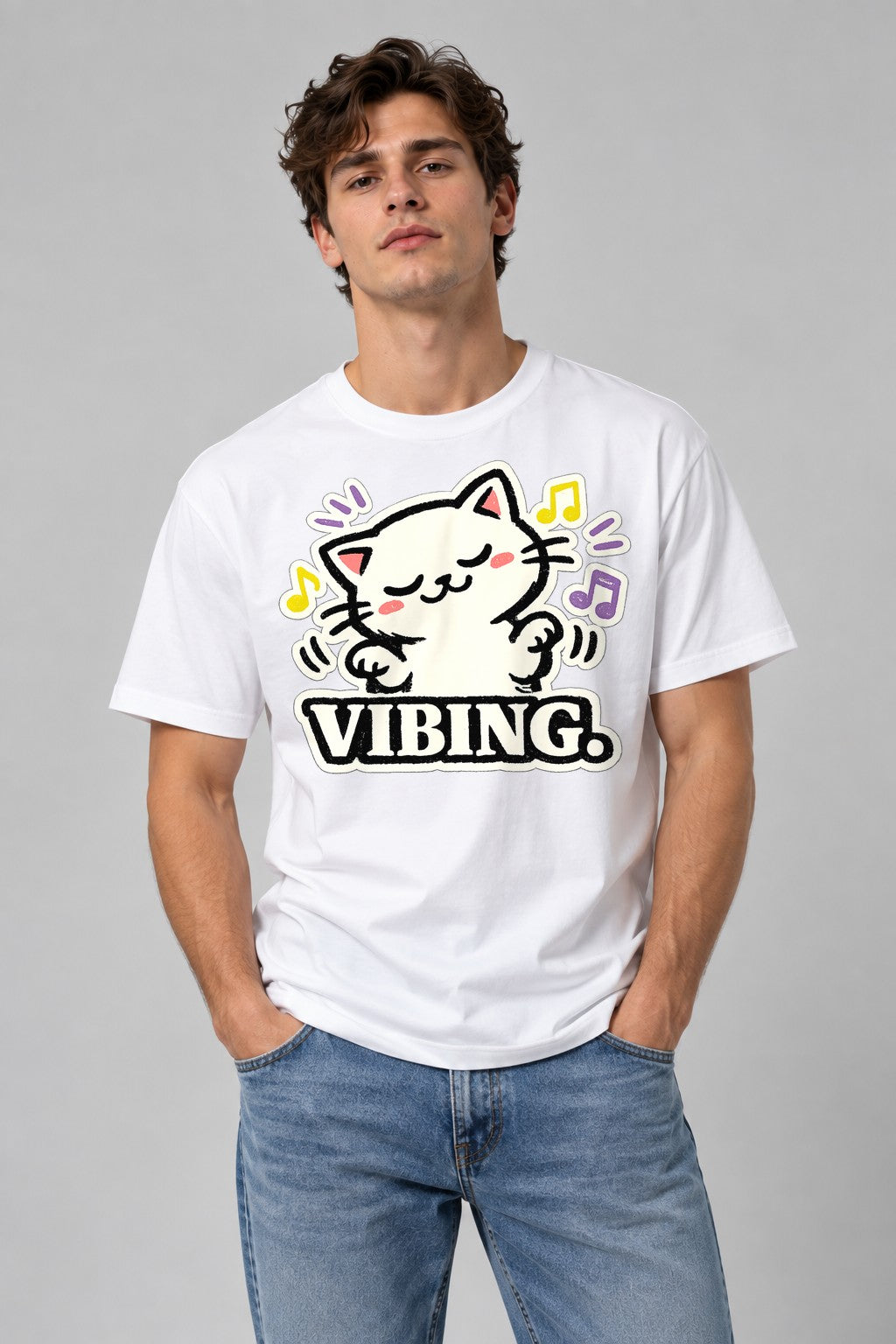 Vibing Cat - White
