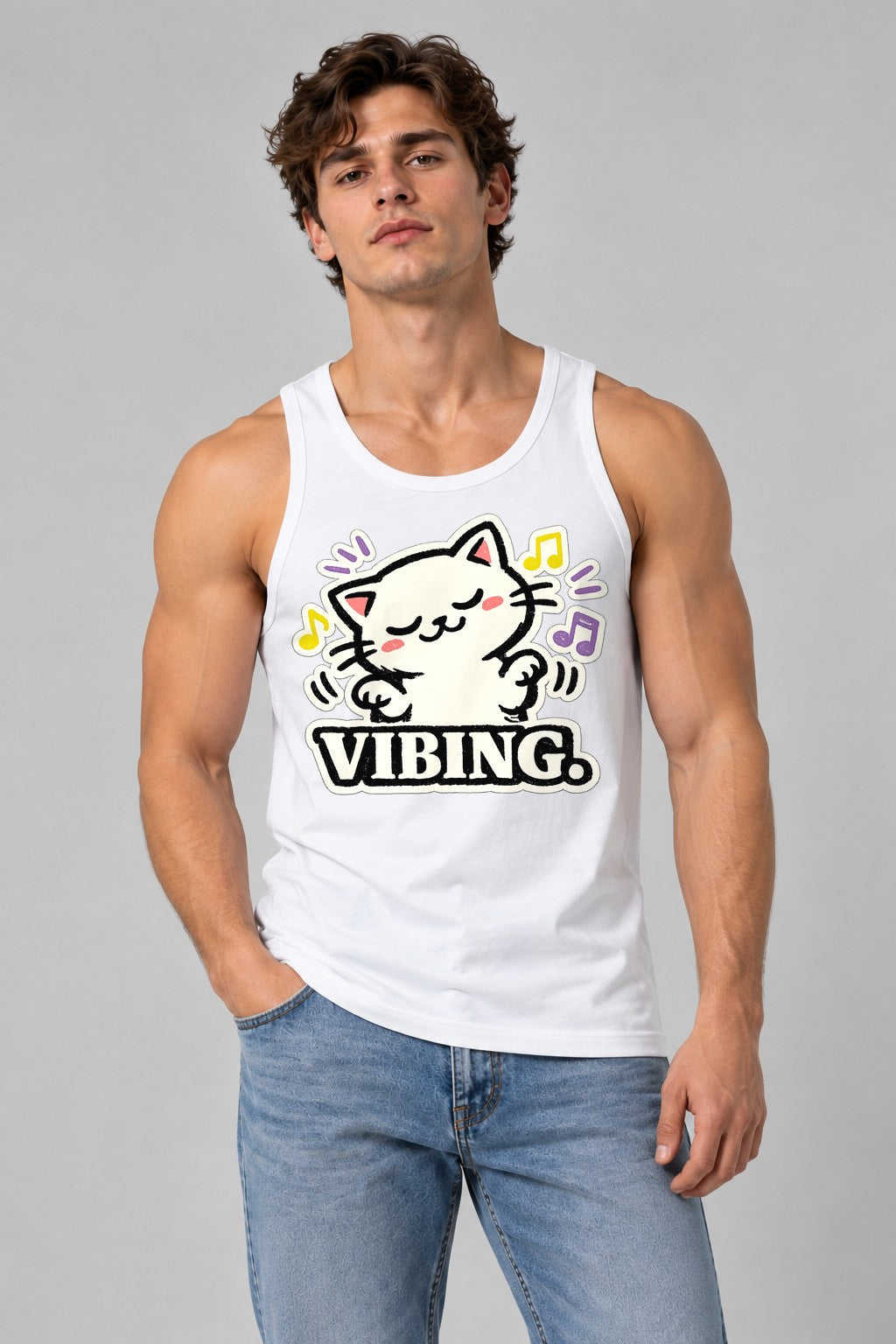 Vibing Cat - White