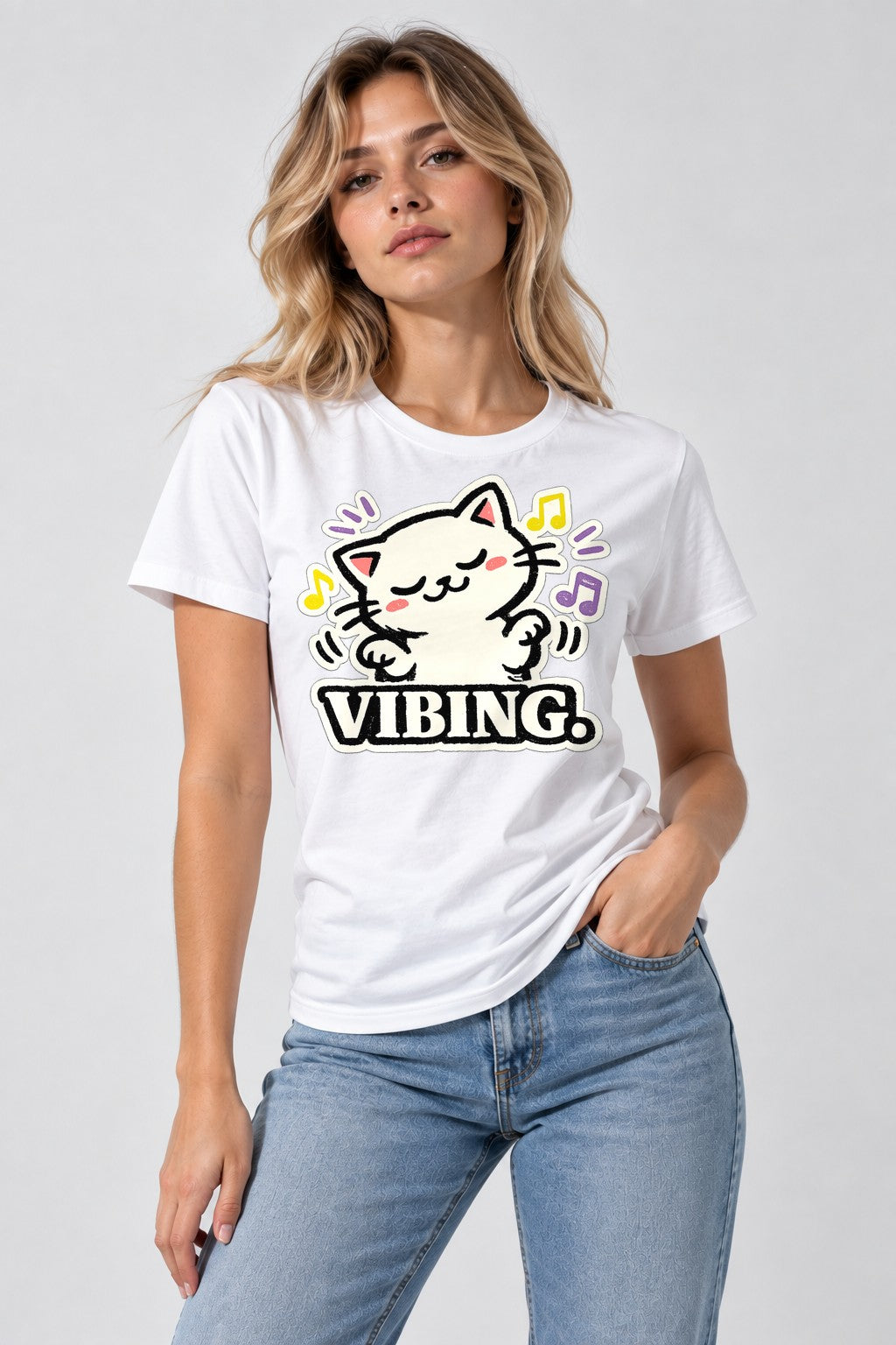 Vibing Cat - White
