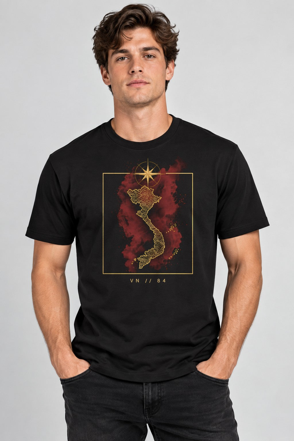 Vietnam Golden Map - Black