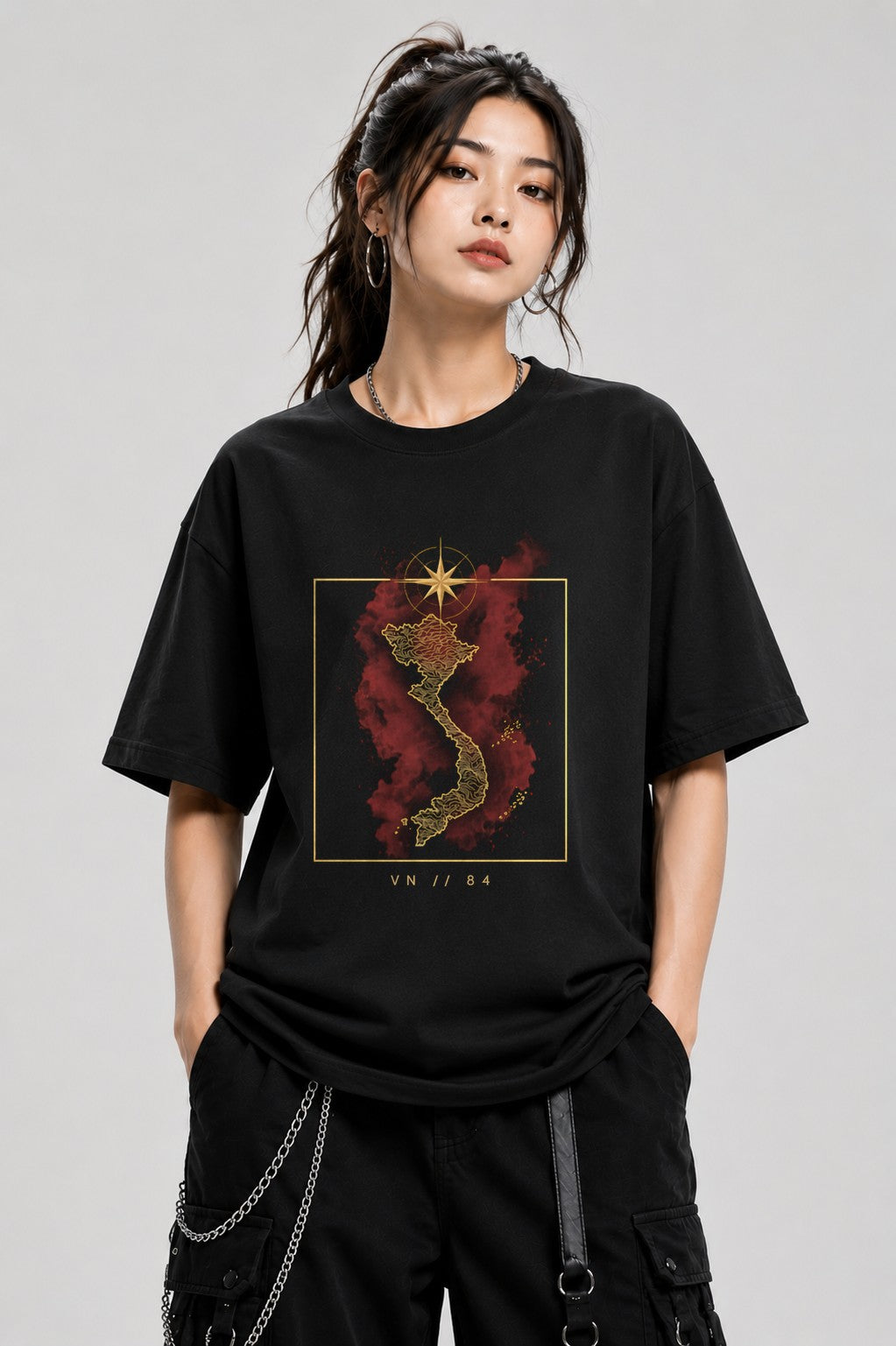 Vietnam Golden Map - Black