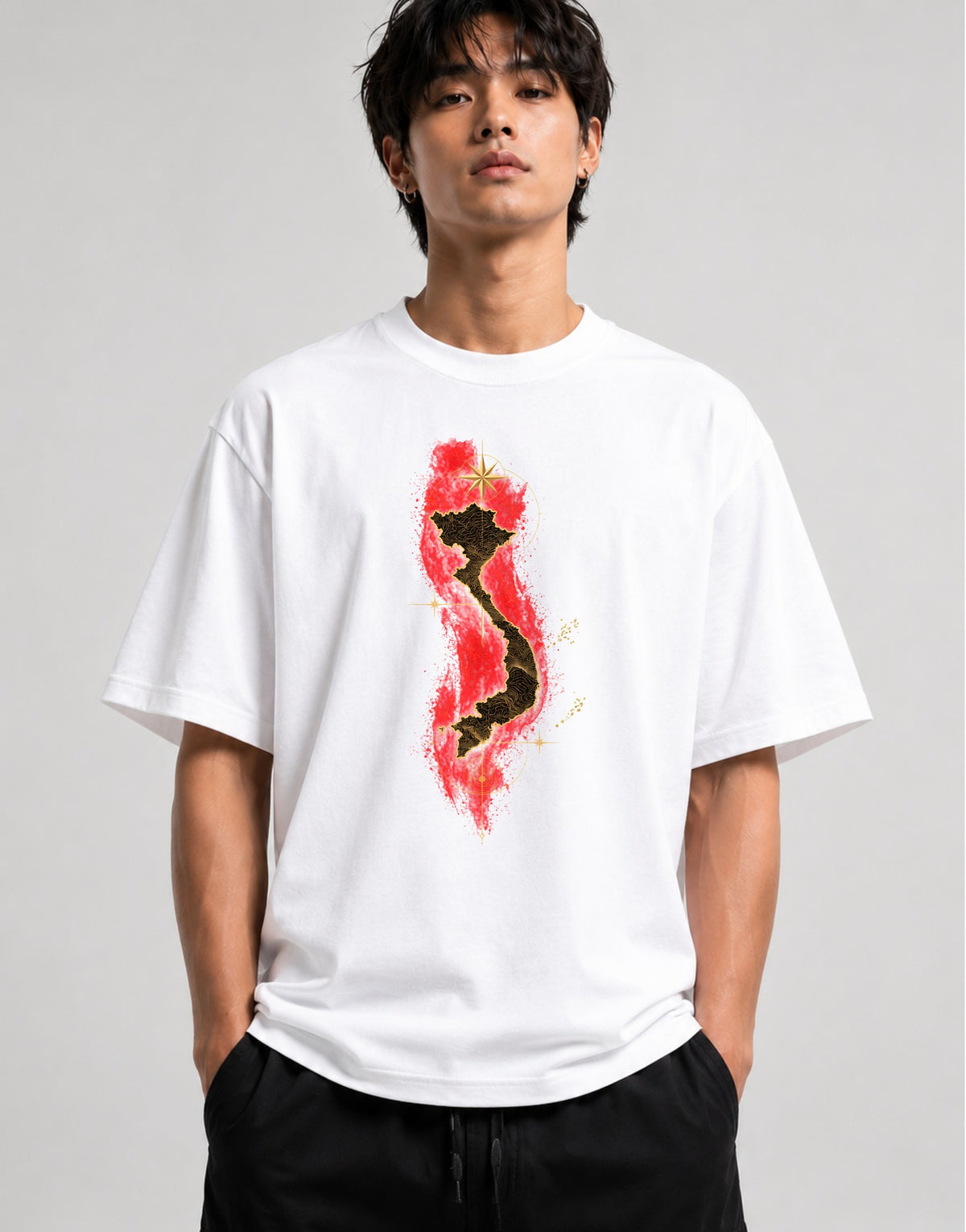 Vietnam Watercolor Map - White