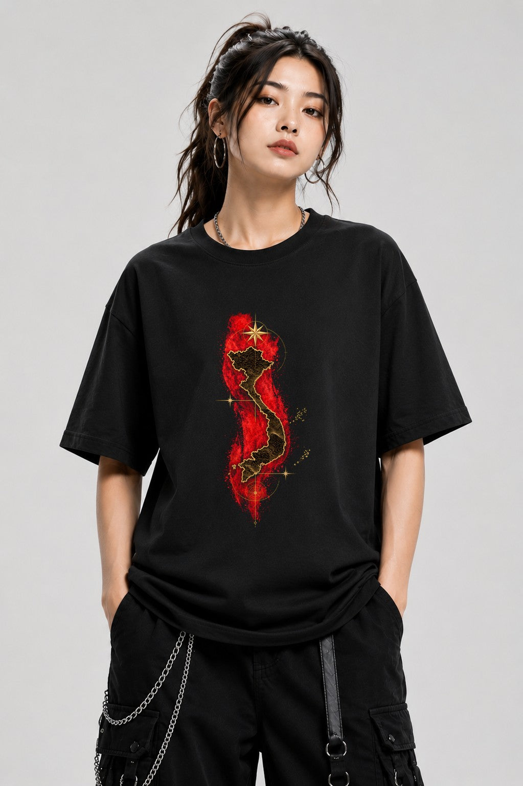 Vietnam Watercolor Map - Black