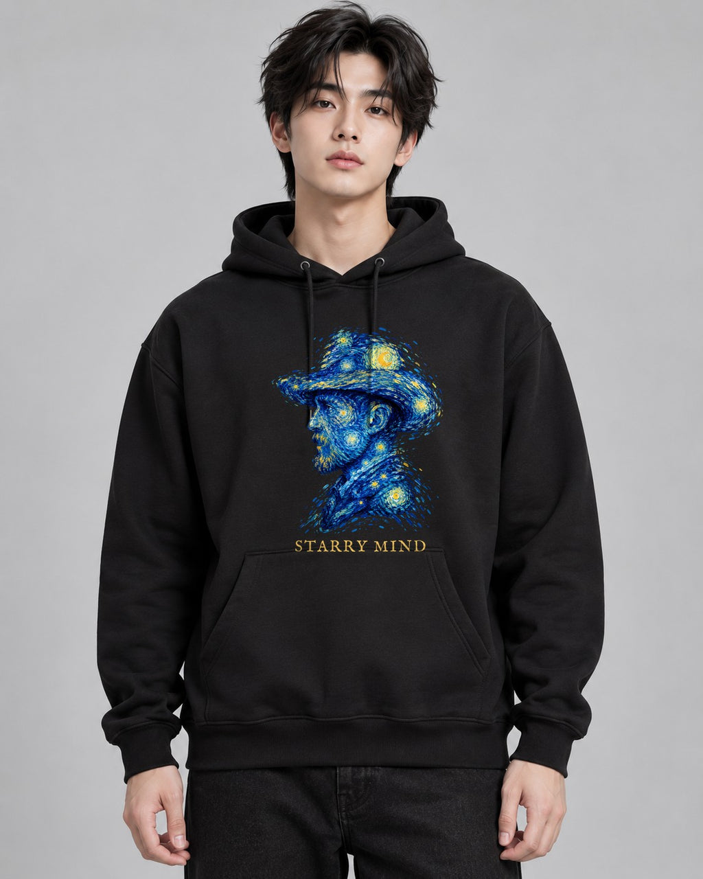 Vincent van Gogh Starry Mind Portrai - Black