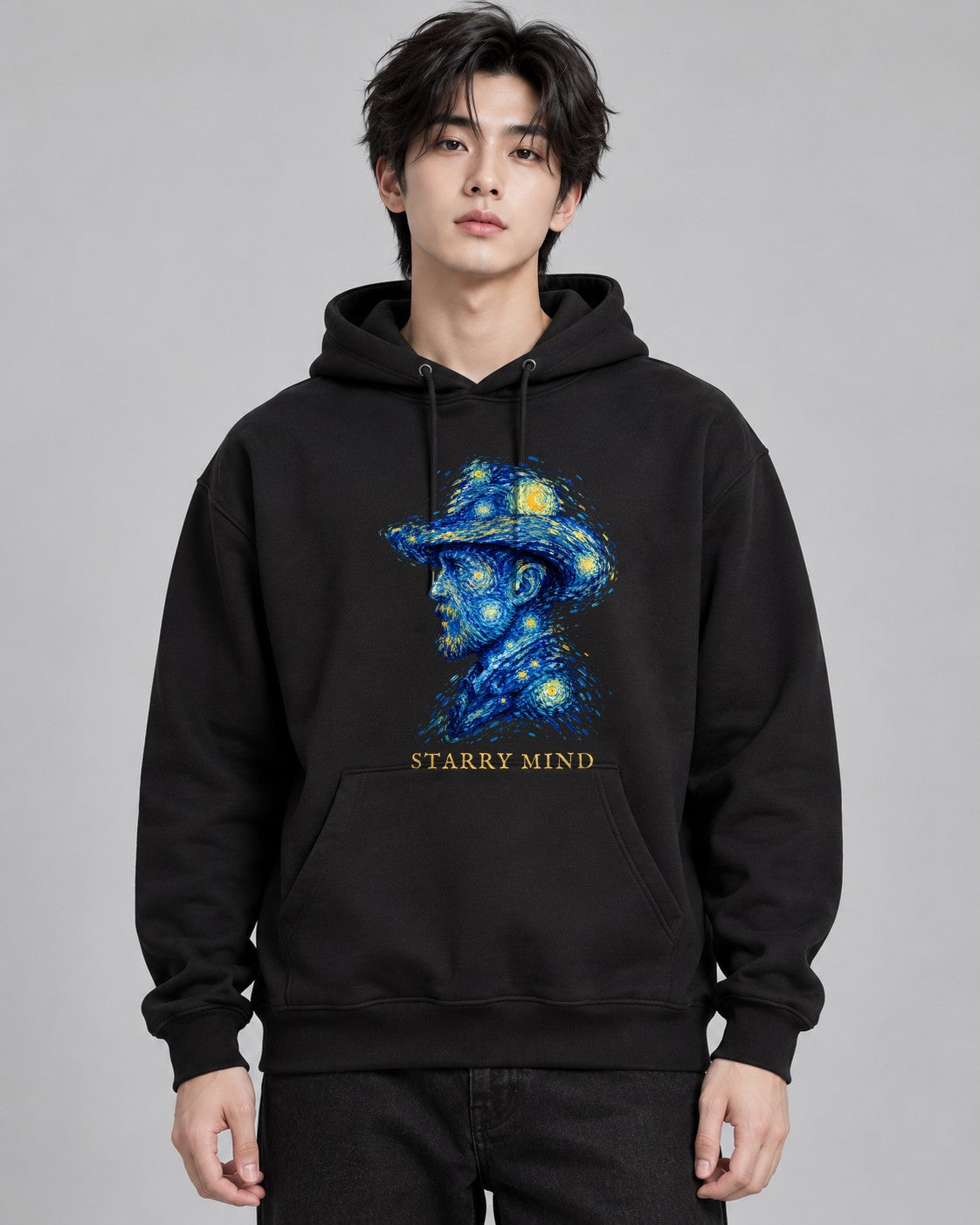 Vincent van Gogh Starry Mind Portrai - Black