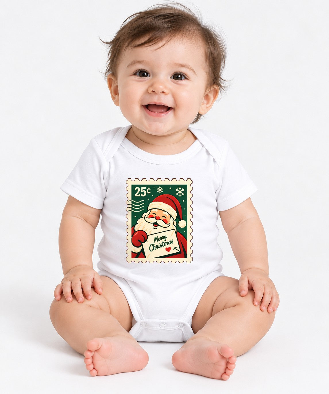 Vintage Santa Stamp - White