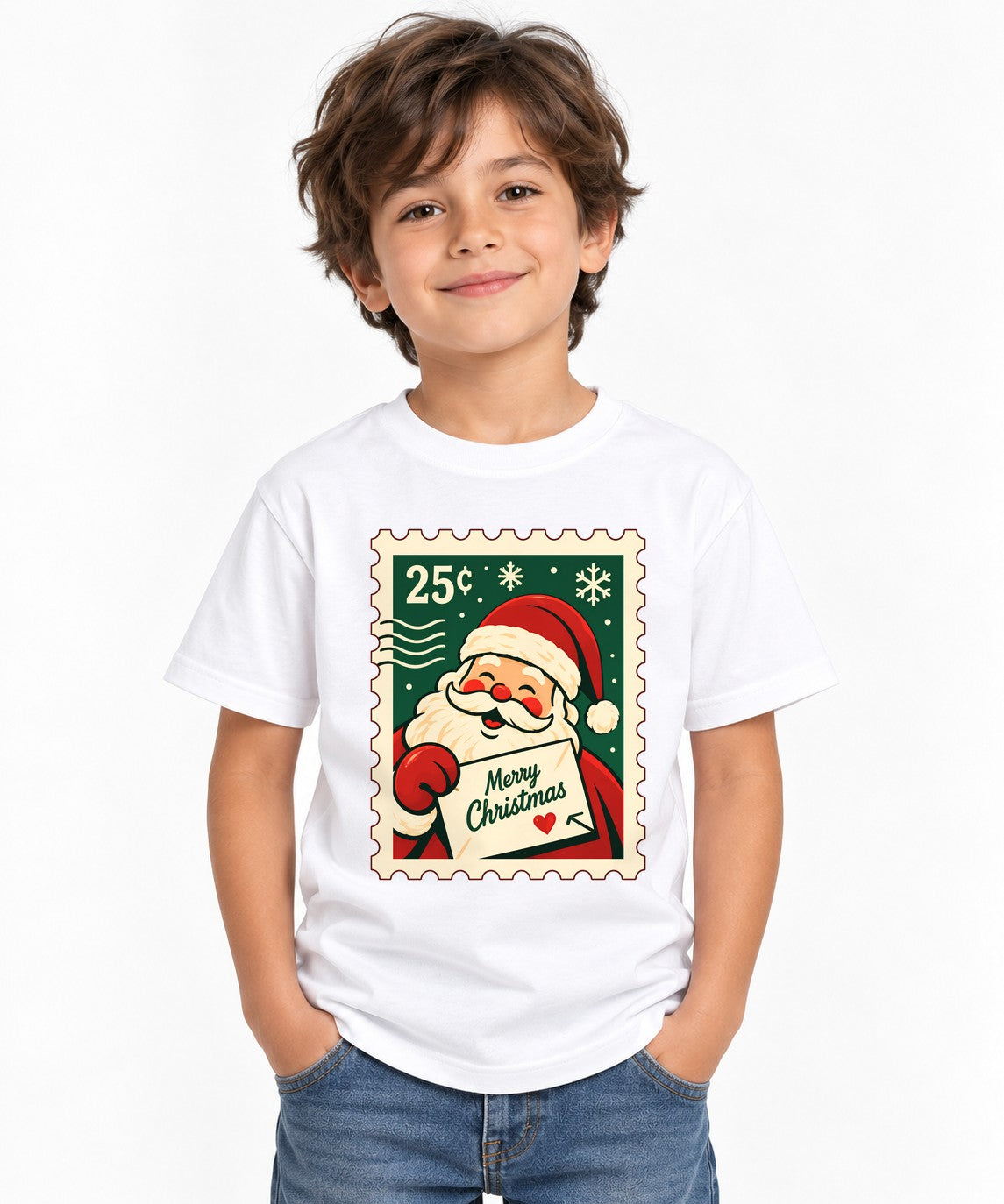 Vintage Santa Stamp - White